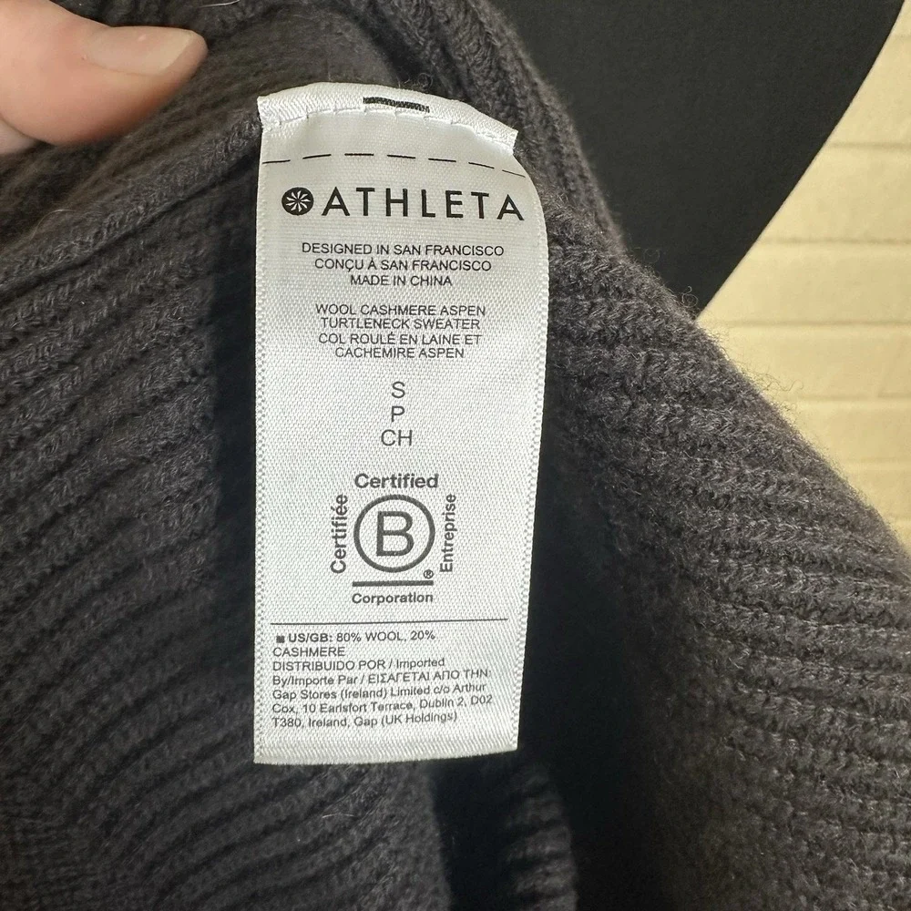 Athleta Women's Aspen Turtleneck Sweater Brown Sz S Wool‎ Cashmere Warm Casual
